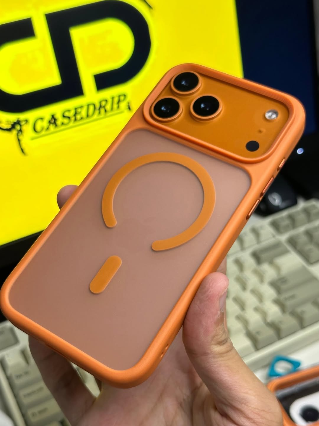 Dfangs Frosted Matt CaseCosmic Orange Color MagSafe Supported Available in 17 Pro & Max Premium (1)